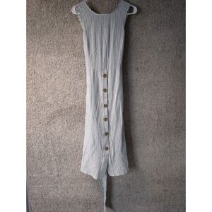 Court & Rowe Striped Button Front Midi Dress Sleeveless Tie Waist